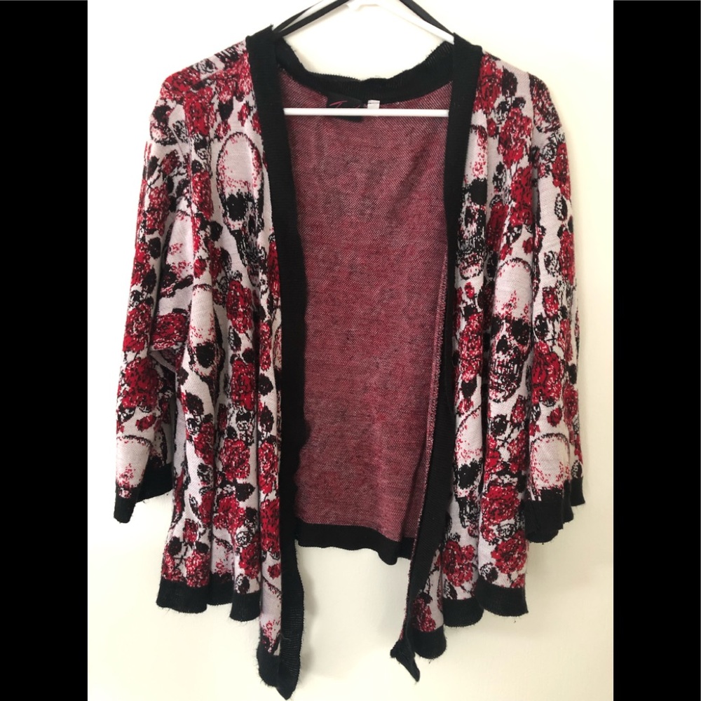 Torrid Red and Black Floral Sweater